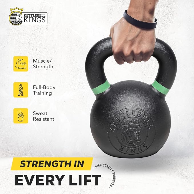 Kettlebell Kings Powder Coated Kettlebell Weights 5-90 LB | Workout Gym Equipment & Strength training sets for Women & Men | Durable Coating for Grip Strength, Rust Prevention