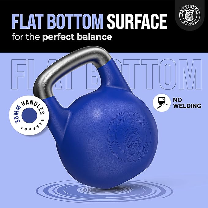 Kettlebell Kings Competition Kettlebells Weight (35mm handle) 8-48 KG | Hand weights Workout Gym Equipment & Strength training sets for Women & Men for Home Gym | Suitable for High Repetition Workouts