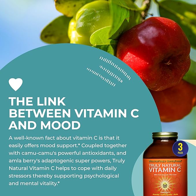 HEALTHFORCE SUPERFOODS Truly Natural Vitamin C - Immune Support Supplement with Camu Camu Berry - Vitamin C Supplement for Immune Health - Vegan, Non-GMO - 400 Grams, 67 Servings (Pack of 2)