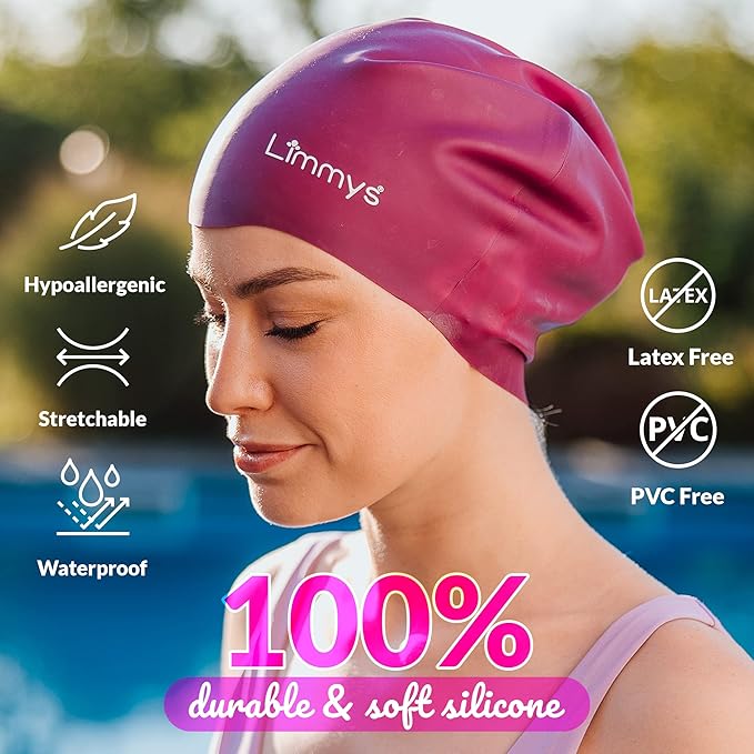 Limmys Premium Swim Cap for Women with Long Hair – Soft Silicone Swimming Cap for Women – Comfortable, Extra Room Fit, Chlorine Resistant & Hypoallergenic – Trusted by Swimmers Worldwide