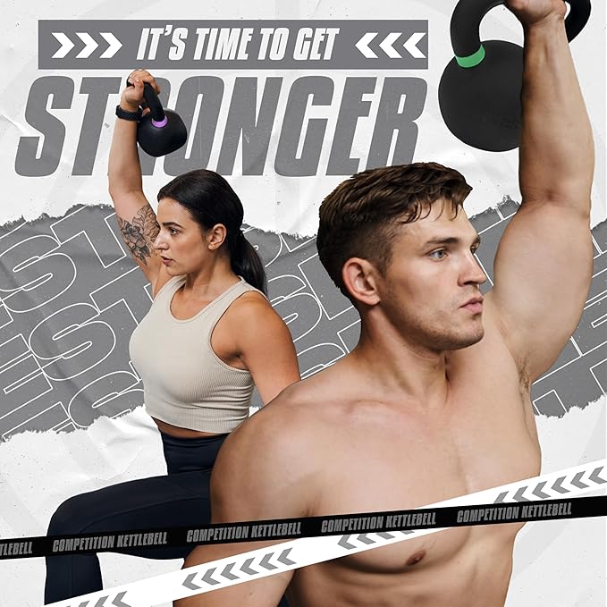 Yes4All Powder Coated Kettlebell, Cast Iron Core Kettlebells with Non-Slip Handle & Flat Bottom for Conditioning, Heavy Duty for Strength Training, 9lb to 71lb - Single & Pair