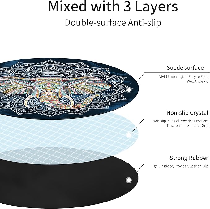 Round Meditation Pilates Yoga Mat Luxury Suede Large Yoga Mat Natural Rubber Non-Slip Base is ery Suitable for Meditation, Stretching, Yoga Environmental Protection, Fitness Exercise, Home and Outdoor. 140CM Diameter