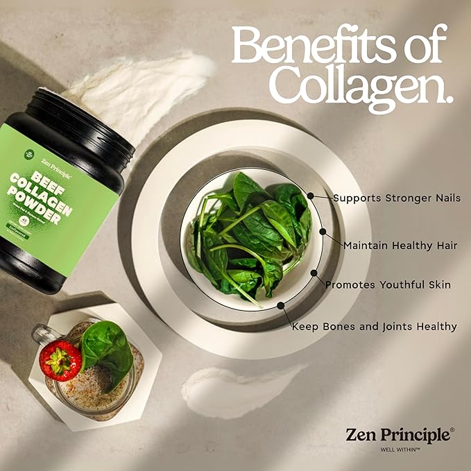 Zen Principle Grass-Fed Agglomerated Hydrolyzed Collagen Peptides 1.5 lb. Anti-Aging Protein Powder for Healthy Hair, Skin, Joints. Paleo Friendly, GMO and Gluten Free, Pasture-Raised Bovine.