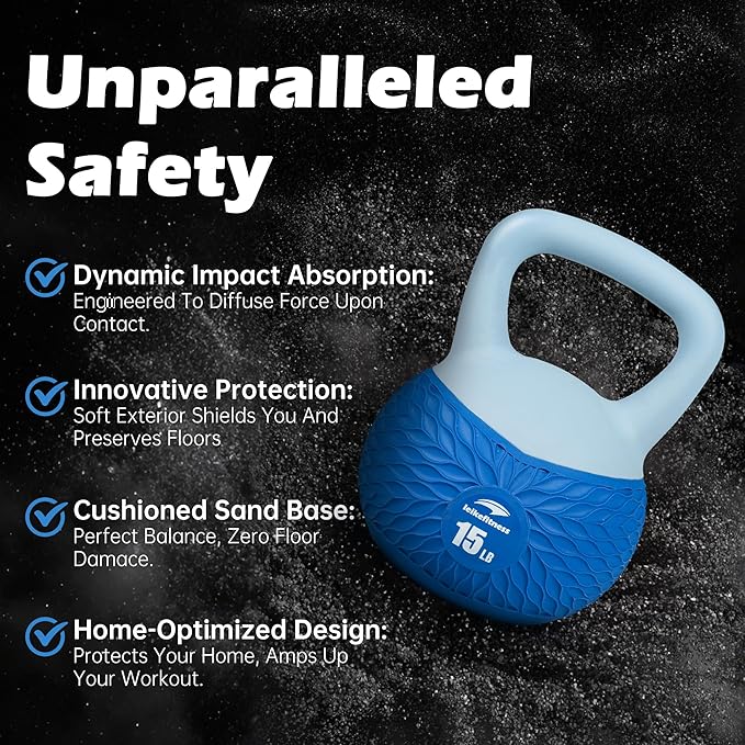 Leikefitness Soft Kettlebells,Anti-Slip Grip Weight for Women and Men,Cushioned Impact-Safe Strength Training Kettlebell,Home workout