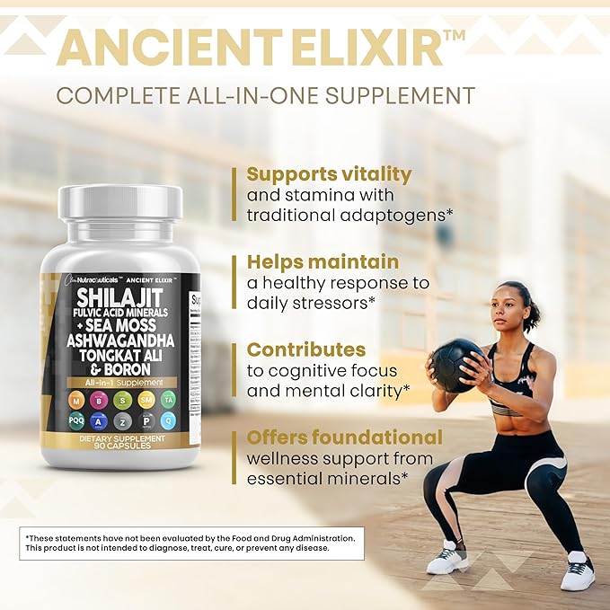 Clean Nutraceuticals Shilajit Supplement for Men with Sea Moss, Tongkat Ali, Ashwagandha, Boron, Zinc, CoQ10, PQQ - Fulvic Acid Capsules - Energy Support - 90 Count - Resin, Gummy & Powder Alternative
