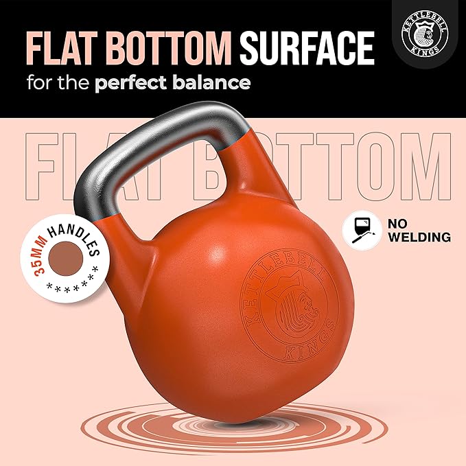 Kettlebell Kings Competition Kettlebells Weight (35mm handle) 8-48 KG | Hand weights Workout Gym Equipment & Strength training sets for Women & Men for Home Gym | Suitable for High Repetition Workouts