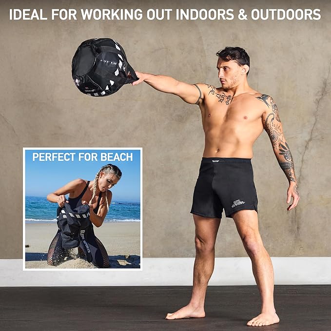 Kettlebell Sandbag - Heavy Duty Sand Weights Bag for Cross Training, Strength Training, Workout, Functional Fitness, Adjustable Weight, Durable Training Equipment for Home & Gym (UN-FILLED)