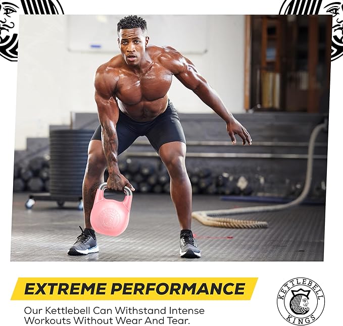 Kettlebell Kings Competition Kettlebells Weight (35mm handle) 8-48 KG | Hand weights Workout Gym Equipment & Strength training sets for Women & Men for Home Gym | Suitable for High Repetition Workouts
