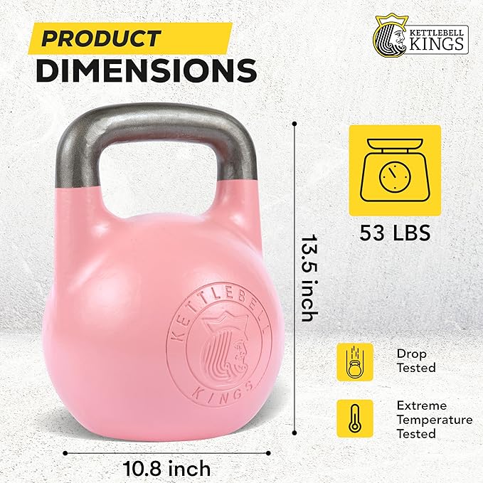 Kettlebell Kings Competition Kettlebells Weight (35mm handle) 8-48 KG | Hand weights Workout Gym Equipment & Strength training sets for Women & Men for Home Gym | Suitable for High Repetition Workouts