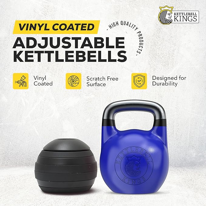 Kettlebell Kings Competition Kettlebells Weight (33mm handle) 4-32 KG | Hand weights Workout Gym Equipment & Strength training sets for Women & Men | Weights set for Home Gym