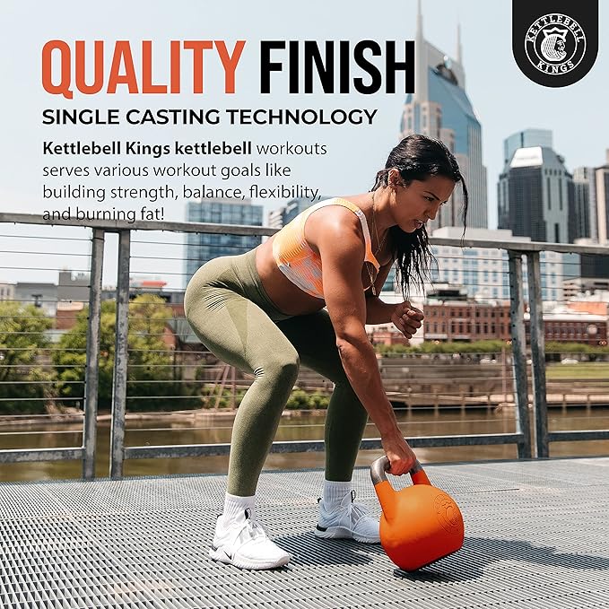 Kettlebell Kings Competition Kettlebells Weight (35mm handle) 8-48 KG | Hand weights Workout Gym Equipment & Strength training sets for Women & Men for Home Gym | Suitable for High Repetition Workouts