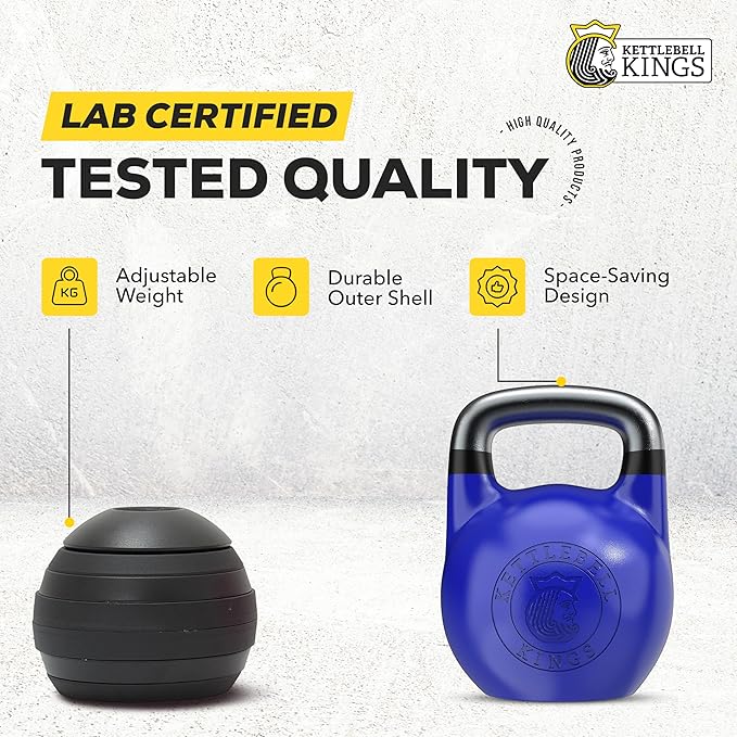 Kettlebell Kings Competition Kettlebells Weight (33mm handle) 4-32 KG | Hand weights Workout Gym Equipment & Strength training sets for Women & Men | Weights set for Home Gym