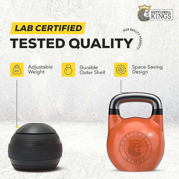 Kettlebell Kings Competition Kettlebells Weight (33mm handle) 4-32 KG | Hand weights Workout Gym Equipment & Strength training sets for Women & Men | Weights set for Home Gym
