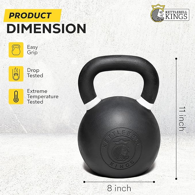 Kettlebell Kings Powder Coated Kettlebell Weights - 9-97 lb Strength Training Kettlebells for Men and Women - Hand Weights Workout Gym Equipment - Weights Set for Home Gym- New