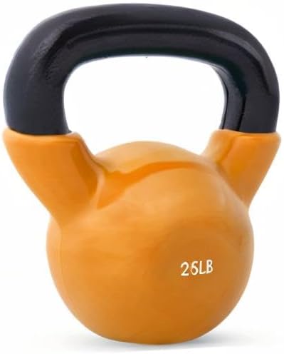 JFIT Kettlebell Weights Vinyl Coated Iron, 25 LB,25LB - Orange