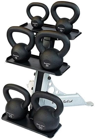 Body-Solid Matte Black Powder Coat Kettlebell with Kettle Grip Handle, Perfect Kettlebells for Weight Training and Core Workout Exercise Equipment