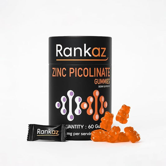 Zinc Gummies - Zinc Picolinate 15mg, Highly Absorbable Supplement for Men and Women, 60 Gummies