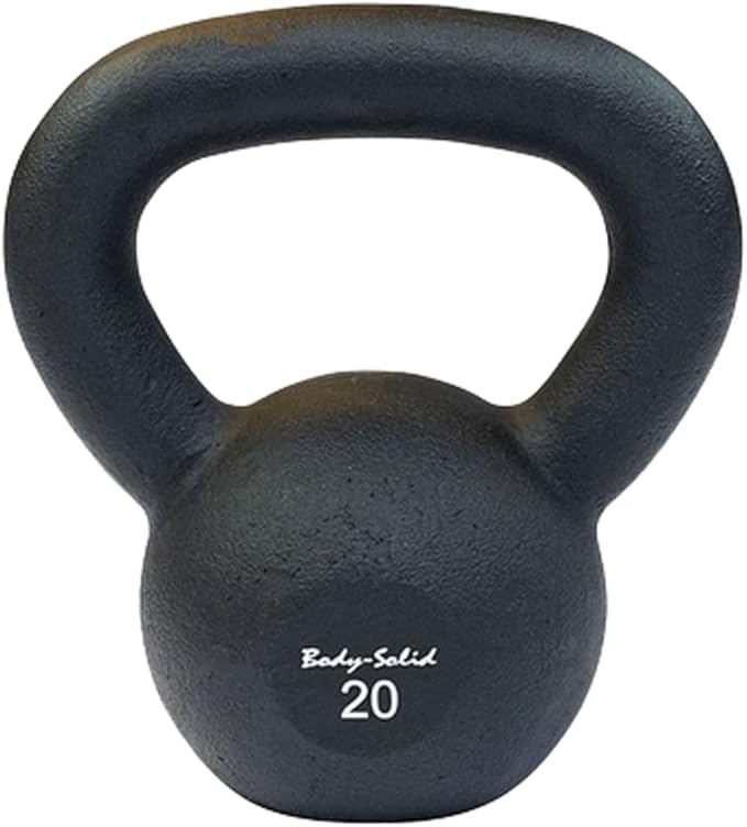 Body-Solid Matte Black Powder Coat Kettlebell with Kettle Grip Handle, Perfect Kettlebells for Weight Training and Core Workout Exercise Equipment