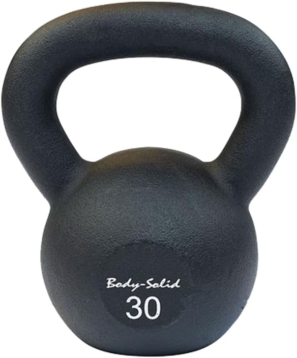 Body-Solid Matte Black Powder Coat Kettlebell with Kettle Grip Handle, Perfect Kettlebells for Weight Training and Core Workout Exercise Equipment