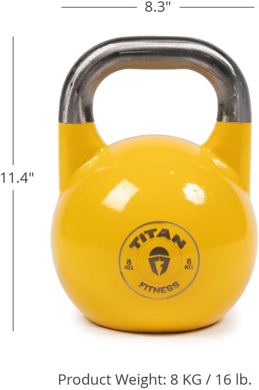 Titan Fitness Competition Kettlebell, Single Piece Casting, KG Markings, Full Body Workout