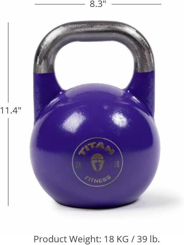 Titan Fitness Competition Kettlebell, Single Piece Casting, KG Markings, Full Body Workout