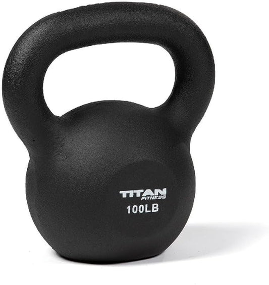 Titan Fitness 100 LB Cast Iron Kettlebell, Single Piece Casting, LB Markings, Full Body Workout