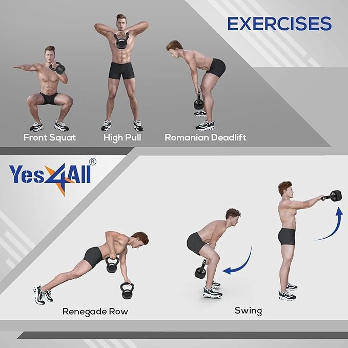 Yes4All 5-80 lbs Cast Iron Kettlebell for Dumbbell Weights Exercises, Gym, Full Body Home Workout Equipment, Push up, Grip and Strength Training