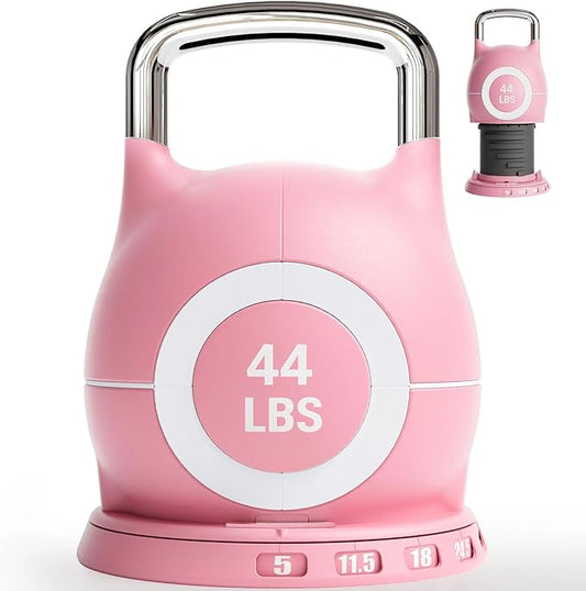 LIFERUN Adjustable Kettlebell Weight Set, 7 Weights, 22.5 lb or 44 lb, Quick-Change Handle for Home Gym, Space-Saving Design for Strength Training