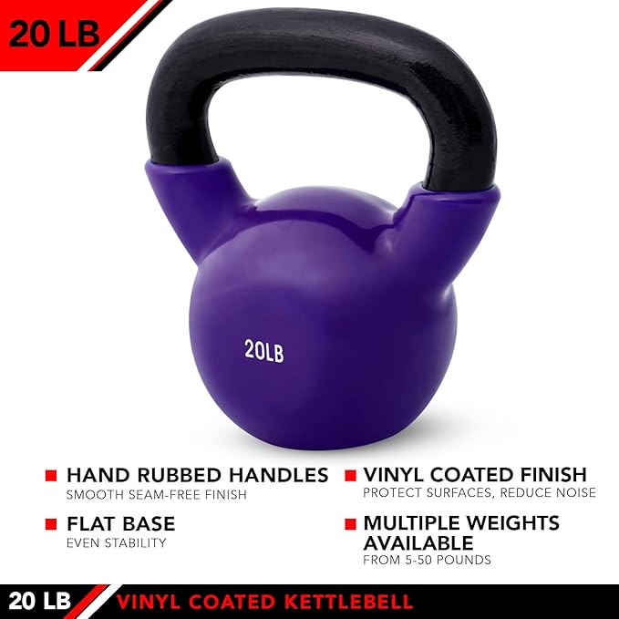 JFIT Kettlebell Weights Vinyl Coated Iron, 20 LB