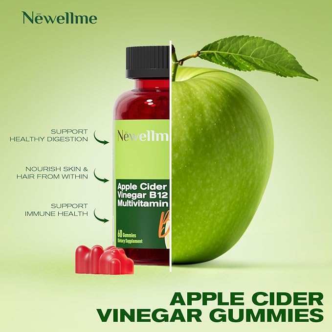 ACV Gummies – Apple Cider Vinegar with The Mother & Vitamin B12 | Zero Sugar, Vegan, Gelatin-Free, Non-GMO, Gluten-Free | Daily Digestive & Energy Support-120count