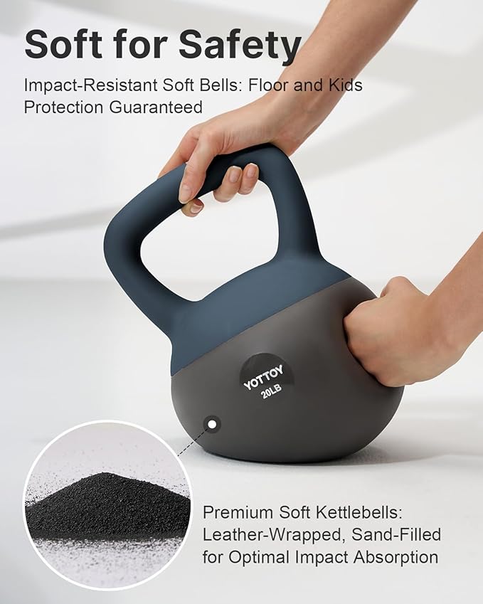 YOTTOY Soft Kettlebell, Set for Strength Training Kettlebells & Home Workouts, Soft-Sided Cushioned Base, Wide-Handle - Ideal for Men, Women, & Beginners