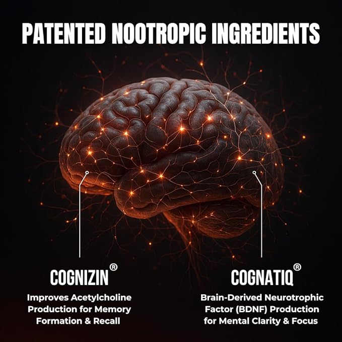 Advanced Nootropic Brain Supplement for Energy, Memory, & Focus | Lion's Mane, Caffeine, L-Theanine, and 5 Additional All-Natural Ingredients to Improve Cognitive Health (90 Capsules)