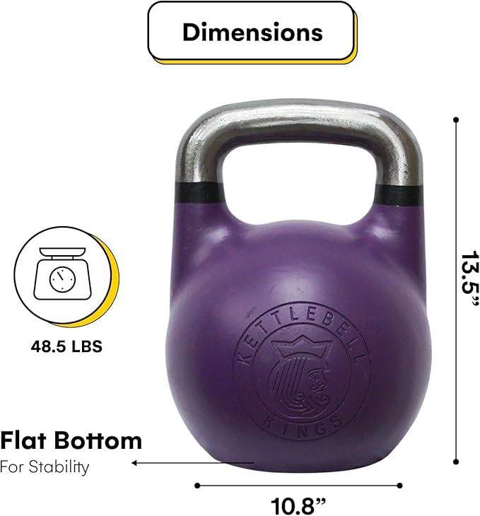 Kettlebell Kings Competition Kettlebells Weight (35mm handle) 8-48 KG | Hand weights Workout Gym Equipment & Strength training sets for Women & Men for Home Gym | Suitable for High Repetition Workouts