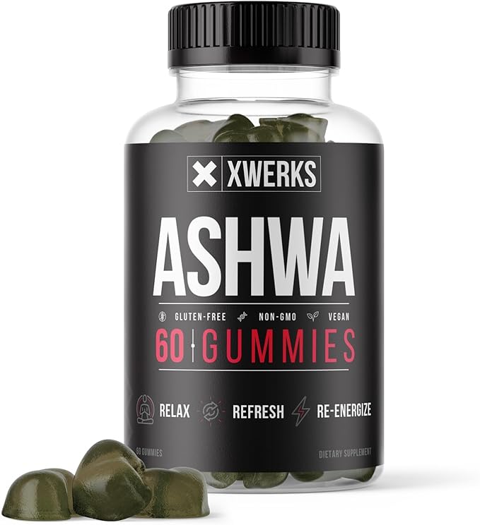 Xwerks Ashwagandha Root Gummies, Extra Strength 1500mg Per Serving, Natural Herbal Supplement for Immune Support, Stress Relief and Strength, Non GMO Gluten Free Vegan Vitamins for Adults, 60 Count