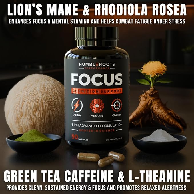 Advanced Nootropic Brain Supplement for Energy, Memory, & Focus | Lion's Mane, Caffeine, L-Theanine, and 5 Additional All-Natural Ingredients to Improve Cognitive Health (90 Capsules)