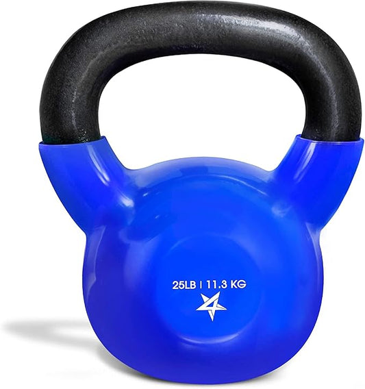 Yes4All Kettlebell, 5-100 LB Vinyl Coated Cast Iron Strength Training Kettlebells for Home Gym Exercises, Fitness, Full Body Workout Equipment, Push Ups, and Grip Strength