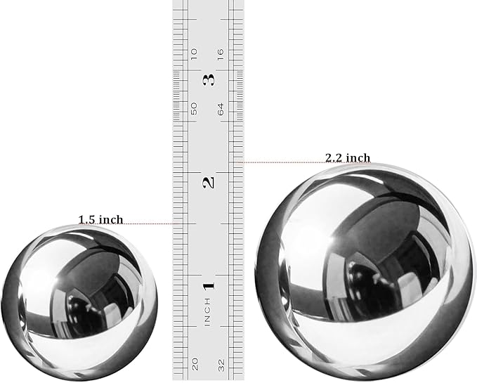 1.5-inch Stainless Steel Chiming Baoding Balls Chinese Health Balls for Hand Therapy, Exercise & Stress Relief (1.5inch)