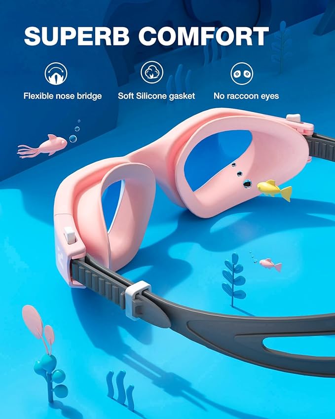 ZIONOR Kids Swim Goggles, G1MINI SE Anti-Fog Swimming Goggles for Kid Child 6-14