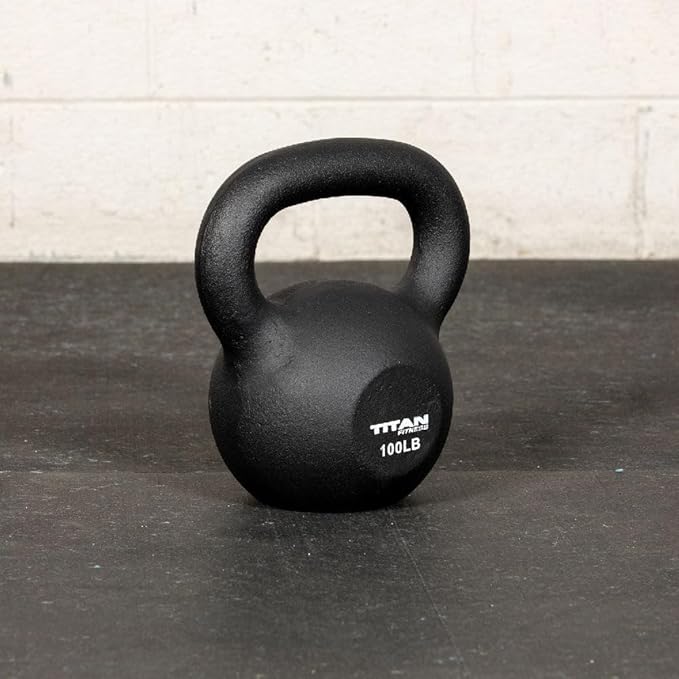 Titan Fitness 100 LB Cast Iron Kettlebell, Single Piece Casting, LB Markings, Full Body Workout