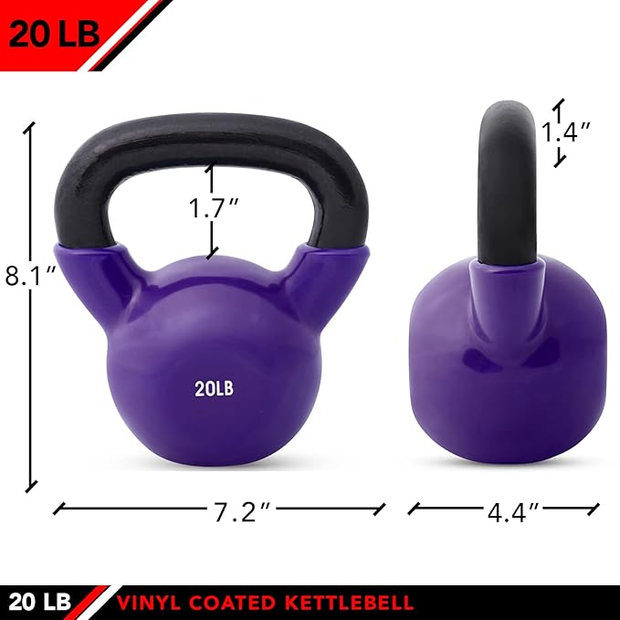 JFIT Kettlebell Weights Vinyl Coated Iron, 20 LB