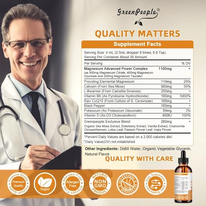 17-in-1 Triple Magnesium Complex Supplement,Magnesio Liquid Drops with Magnesium Glycinate & Citrate,Pineapple Flavor,Calm Mood,Muscle & Sleep for Adults,4 fl. oz 2Pack