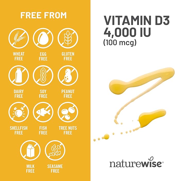 NatureWise Vitamin D3 4000iu (100 mcg) 90-Day Supply for Immune Support, Healthy Muscle Function, and Bone Health - Non-GMO, Gluten Free in Organic Extra Virgin Olive Oil, (Mini Softgel), 90 Count