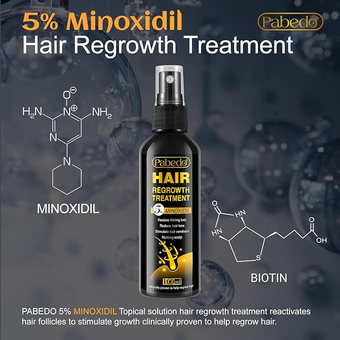 5% Minoxidil for Men and Women Hair Growth Serum - Castor Oil & Biotin Hair Growth Spray Hair Regrowth Treatment for Scalp Hair Loss Hair Thinning For Thicker Longer Fuller Healthier Hair 100Ml