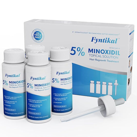 5% Minoxidil for Men, Extra Strength Hair Growth Serum, Beard Growth Oil, Fast Absorbing Dropper, Non Greasy, Low Residue Formula, 4-Pack for 4 Months, Hair Regrowth Treatment for Thinning Hair