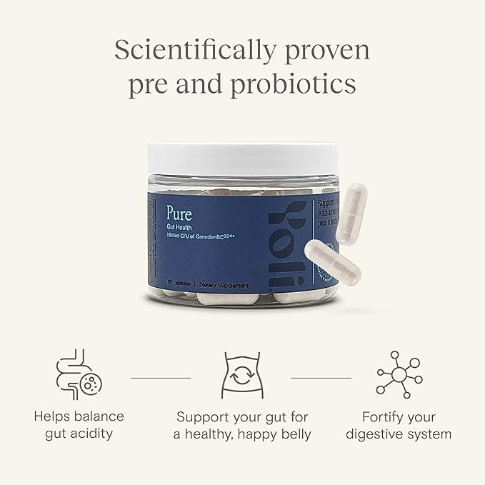 Yoli® Pure Probiotics for Digestive Health - Gut Health Supplements for Men and Women - Probiotic Capsules 1 Billion CFUs