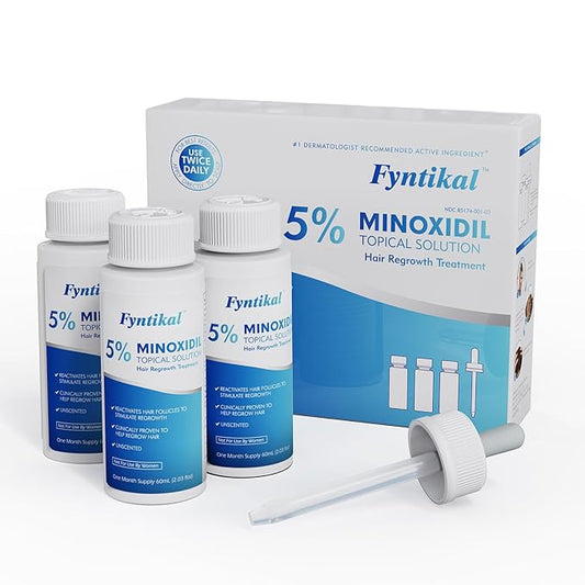 5% Minoxidil for Men, Extra Strength Hair Growth Serum, Beard Growth Oil, Fast Absorbing Dropper, Non Greasy, Low Residue Formula, 3-Pack for 3 Months, Hair Regrowth Treatment for Thinning Hair