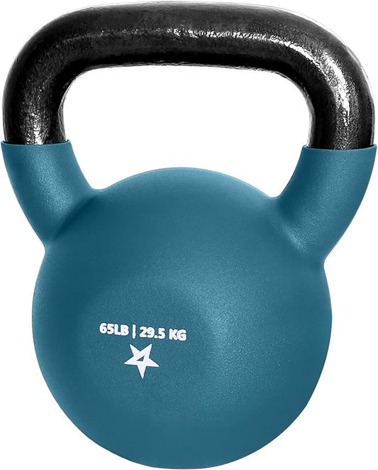 Yes4All Kettlebell, 5-65 LB Neoprene Coated Cast Iron Kettlebells, Wide Grip Handle & Flat Bottom for Swings, Squats, Deadlifts, Push Ups & Full Body Training at Home Gym - Single & Set