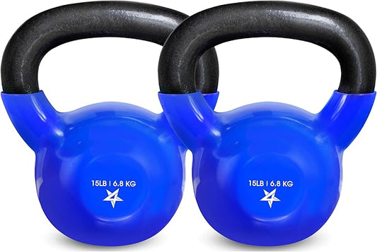 Yes4All Kettlebell, 5-100 LB Vinyl Coated Cast Iron Strength Training Kettlebells for Home Gym Exercises, Fitness, Full Body Workout Equipment, Push Ups, and Grip Strength