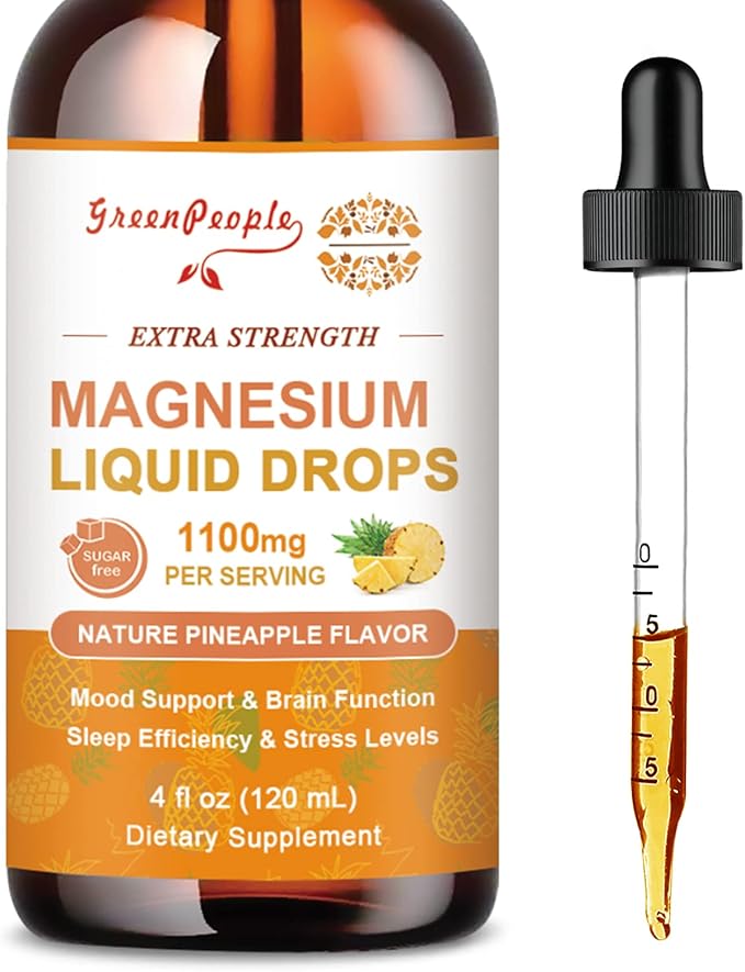 17-in-1 Triple Magnesium Complex Supplement,Magnesio Liquid Drops with Magnesium Glycinate & Citrate,Pineapple Flavor,Calm Mood,Muscle & Sleep for Adults,4 fl. oz 2Pack
