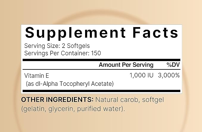 NatureBell Vitamin E Oil Softgels, 1,000 IU Per Serving, 300 Pills | Essential Antioxidant Supplements, Easily Absorbed Form – Supports Skin, Heart, & Immune Health – Non-GMO